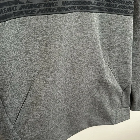 Nike Dri-Fit Space Dye Hoodie Sweatshirt Grey Black funnel neck medium fleece - Picture 5 of 8